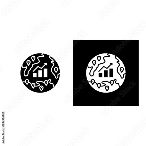 Emerging Markets icon black and white filled.