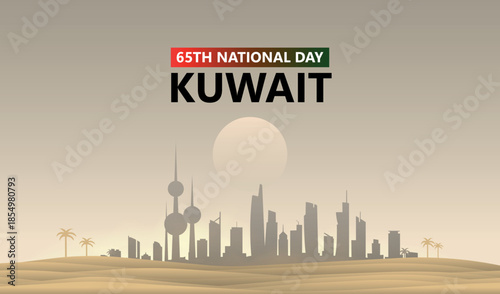 25th February celebrating 65th kuwait national day. Creative vector illustration design.