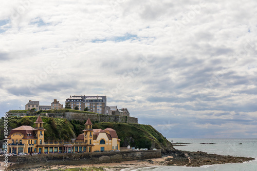 Granville Casino overlooking the Plat-Gousset beach. Normandy, France
