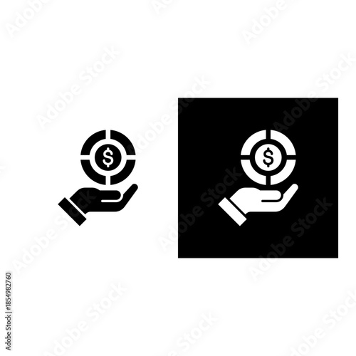 Asset Allocation icon black and white filled.