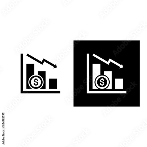 Recession icon black and white filled.