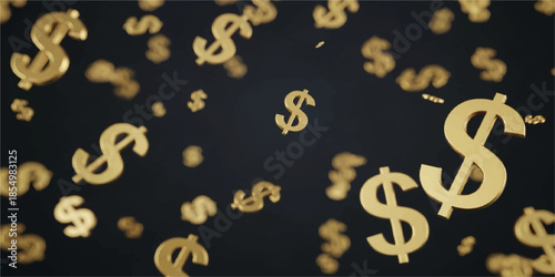 3D illustration of a golden dollar sign representing wealth and financial success in the global banking market of currency investment and business economy