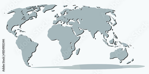 Curved world map silhouette for global business infographics. Minimalist half globe Earth vector icon, modern travel and logistics symbol, clean planetary map for corporate branding