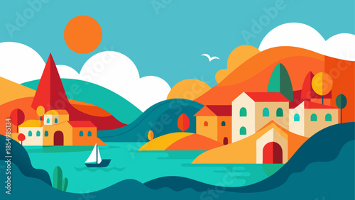 Vibrant coastal village