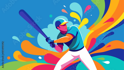 Baseball player swinging bat
