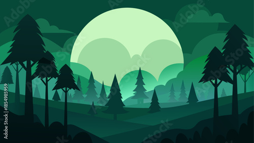 Serene forest under moonlight