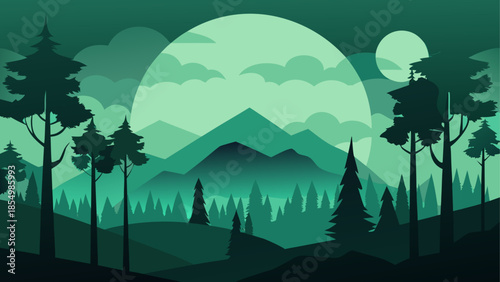 Serene nighttime forest landscape