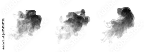 Wallpaper Mural Soft drifting white smoke forming dynamic swirling shapes on a dark black background, creating an abstract atmospheric texture perfect for motion graphics, visual effects, and creative design projects Torontodigital.ca