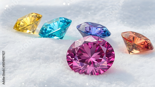 Luxury Colorful Diamonds on white Background