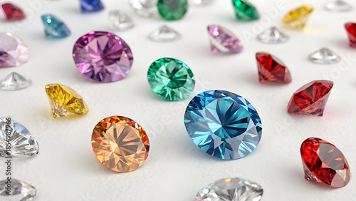 Luxury Colorful Diamonds on white Background