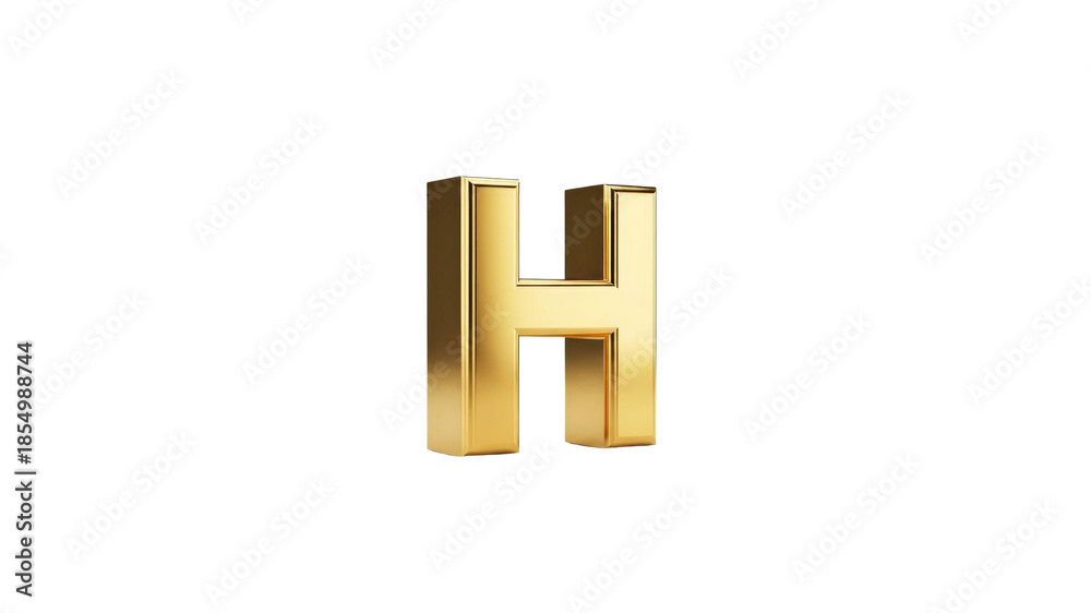 Obraz premium Golden H Letter on Transparent Background
