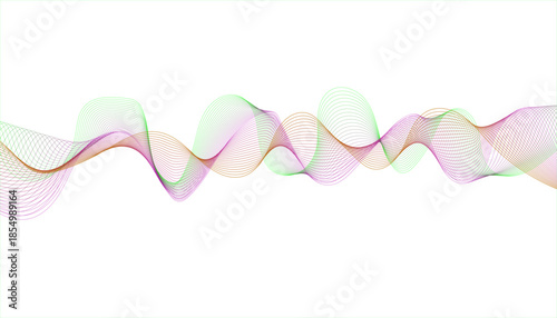 Abstract green and purple waves, Vibrant sine wave design,