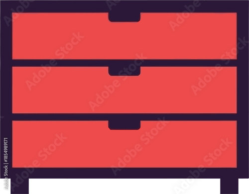 A simple and colorful illustration of a three-drawer chest for storage