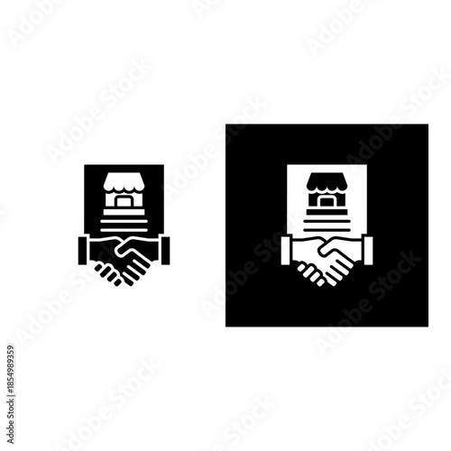 Franchise Agreement icon black and white filled.