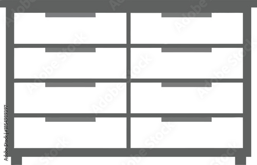 Minimalist gray and white dresser with eight drawers for home storage solution