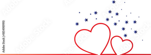Two red hearts with blue stars love