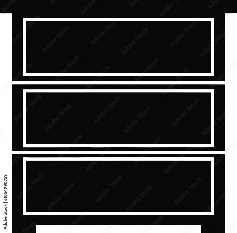 Obraz premium Minimalist black chest of drawers icon for furniture and home storage designs