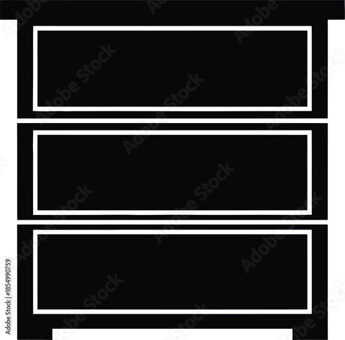 Minimalist black chest of drawers icon for furniture and home storage designs