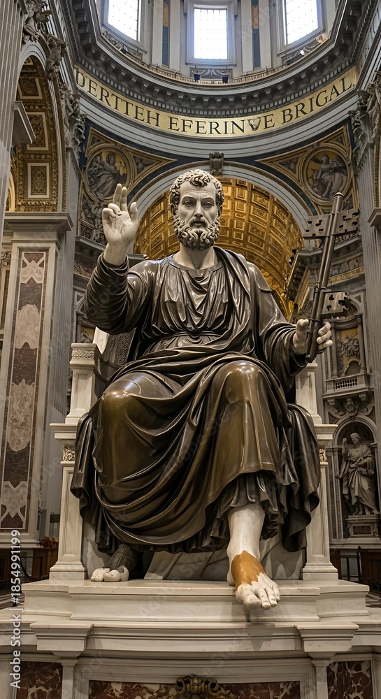 Fototapeta premium Majestic Statue of Saint Peter in Saint Peters Basilica.