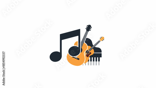 Whisk-inspired Music Session with Guitar and Musical Notes Illustration