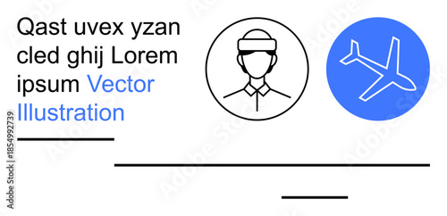 Travel industry, identity verification, aviation safety, passenger processing, online check-in, user authentication. Minimal line art of a person and airplane icon. Identity verification and travel