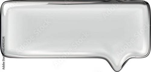 Empty glass speech bubble, rectangular shape, on an isolated background.