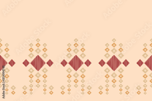 Traditional ethnic ikat motif fabric colorful pattern embroidery oriental pattern cream brown background wallpaper abstract,vector,decoration art.
