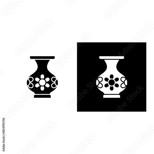 Pottery icon black and white filled.