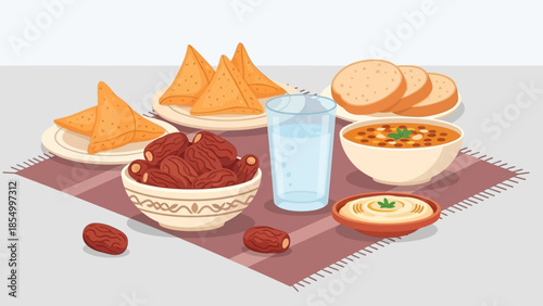 A diverse assortment of traditional food and drinks, perfect for celebrating Ramadhan and breaking the fast