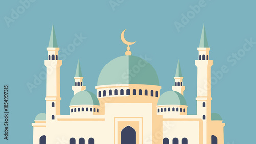 Beautiful Islamic mosque illustration perfect for Ramadan greetings and cultural appreciation