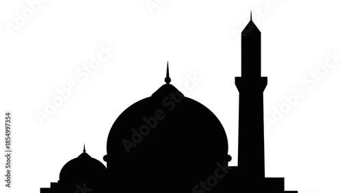 Elegant silhouette of a mosque, a sacred symbol of Islamic worship and culture, perfect for celebrating Ramadhan and Eid al-Fitr