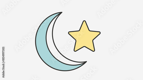 Embrace the spiritual journey and reflect on the blessings of Ramadhan with this peaceful crescent moon and star illustration, symbolizing faith and tradition