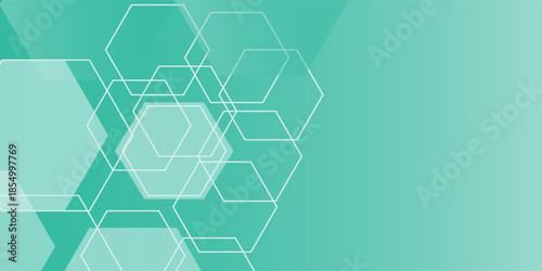 Mint green hexagon pattern background looks like honeycomb vector illustration modern graphic lighting effect.