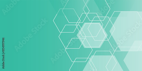 Mint green hexagon pattern background looks like honeycomb vector illustration modern graphic lighting effect.