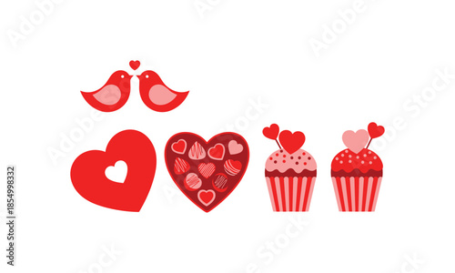 Valentine's day set bundle valentine's day with bird and sweets