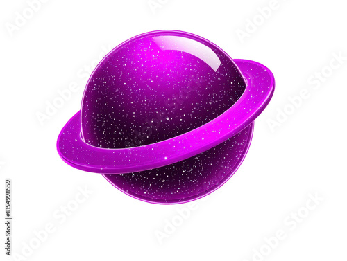 Purple planet with glowing ring sparkling stars cosmic space fantasy universe and dreamy atmosphere perfect for science fiction digital art and creative backgrounds