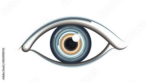Vector illustration of an eye, focusing on vision and perspective, with detailed iris and shape
