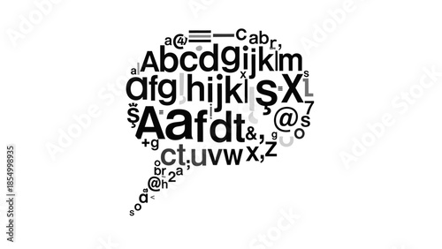 Creative Typography Bubble A modern design illustration featuring speech text on a white background