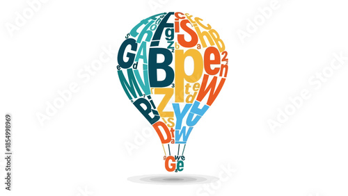 Colorful Hot Air Balloon Design - Letters and Words