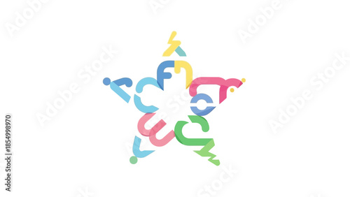 Vibrant Starburst A Colorful Geometric Design - Perfect for Branding and Creative Projects