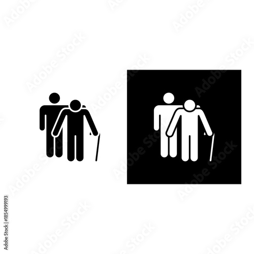 Elderly Care And Support  icon black and white filled.