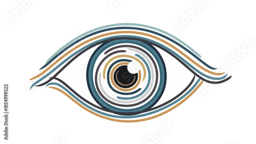 Abstract Eye Illustration Creative Design with Lines and Spirals on White Background