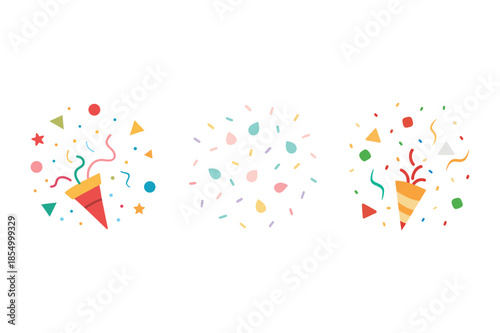 Birthday Party Confetti Poppers and Celebration Clipart for Invitation Design.