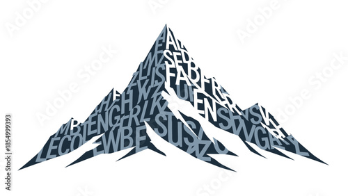 Abstract Mountain Illustration A Geometric Design with Text Elements, Representing Nature & Adventure
