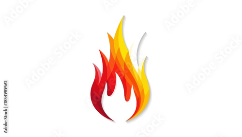 Vibrant Flame Illustration on White Background, Representing Energy, Passion, and Burning Concepts