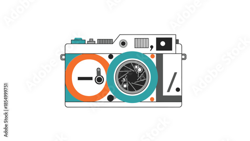 Illustration of a Vintage Camera with Temperature Controls - Photography and Technical Concepts