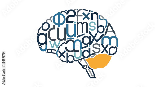 Creative Thinking A Conceptual Depiction of the Brain with Mixed Alphabets and Symbols