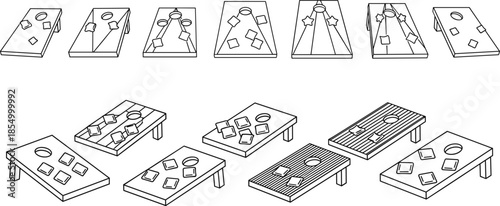 Cornhole boards with various and hole placements game outdoor recreation