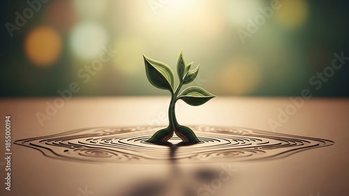 若い植物が希望を象徴し力強く成長している様子