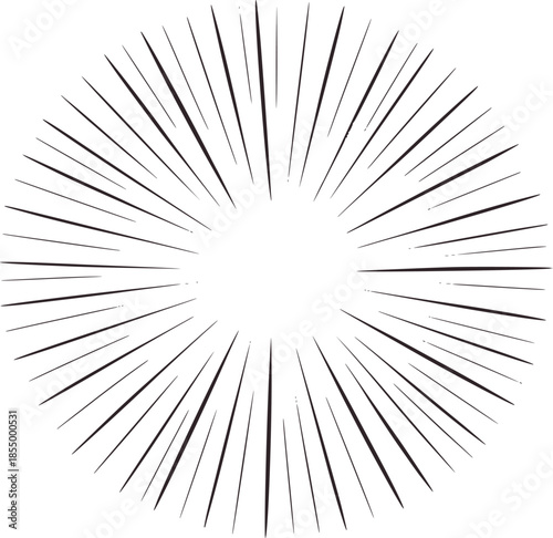 Radial burst pattern with sharp black lines white